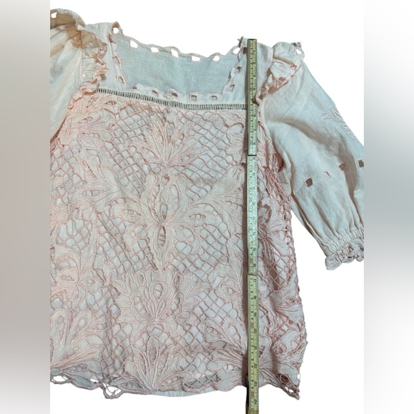 Sundance Blush Pink Embroidered Lace Blouse Romantic Top Sz S - Picture 6 of 11